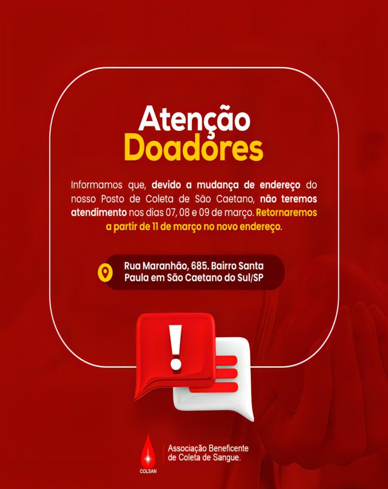 Aviso de fechamento – Posto de Coleta São Caetano do Sul