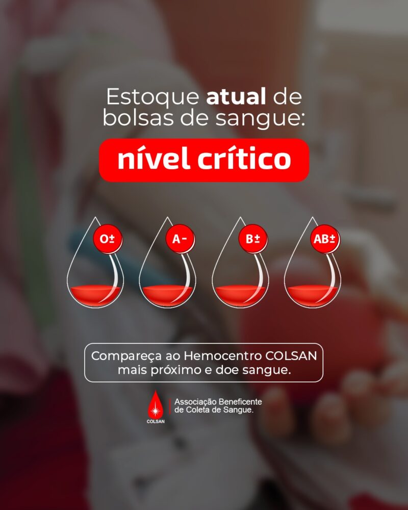 ⚠️AVISO IMPORTANTE – ESTOQUE CRÍTICO DE SANGUE ⚠️